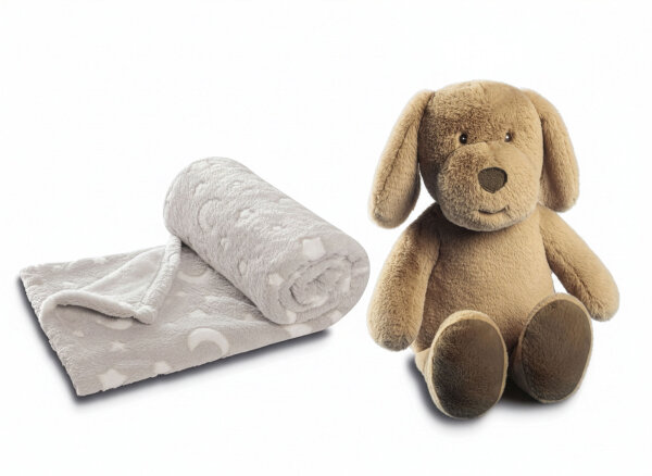 Biederlack Kuscheltier Hund Max & Kuscheldecke 75x100cm im Set