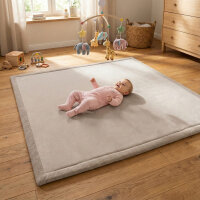 Sanosoft samtweicher und kuscheliger Krabbelteppich Hellgrau 100x150cm