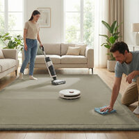 Sanosoft samtweicher & kuscheliger Krabbelteppich Schilfgrün 120x180cm
